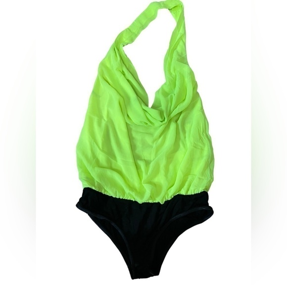 Double Zero Lime Green One Piece Backless Halter Top - Picture 7 of 13
